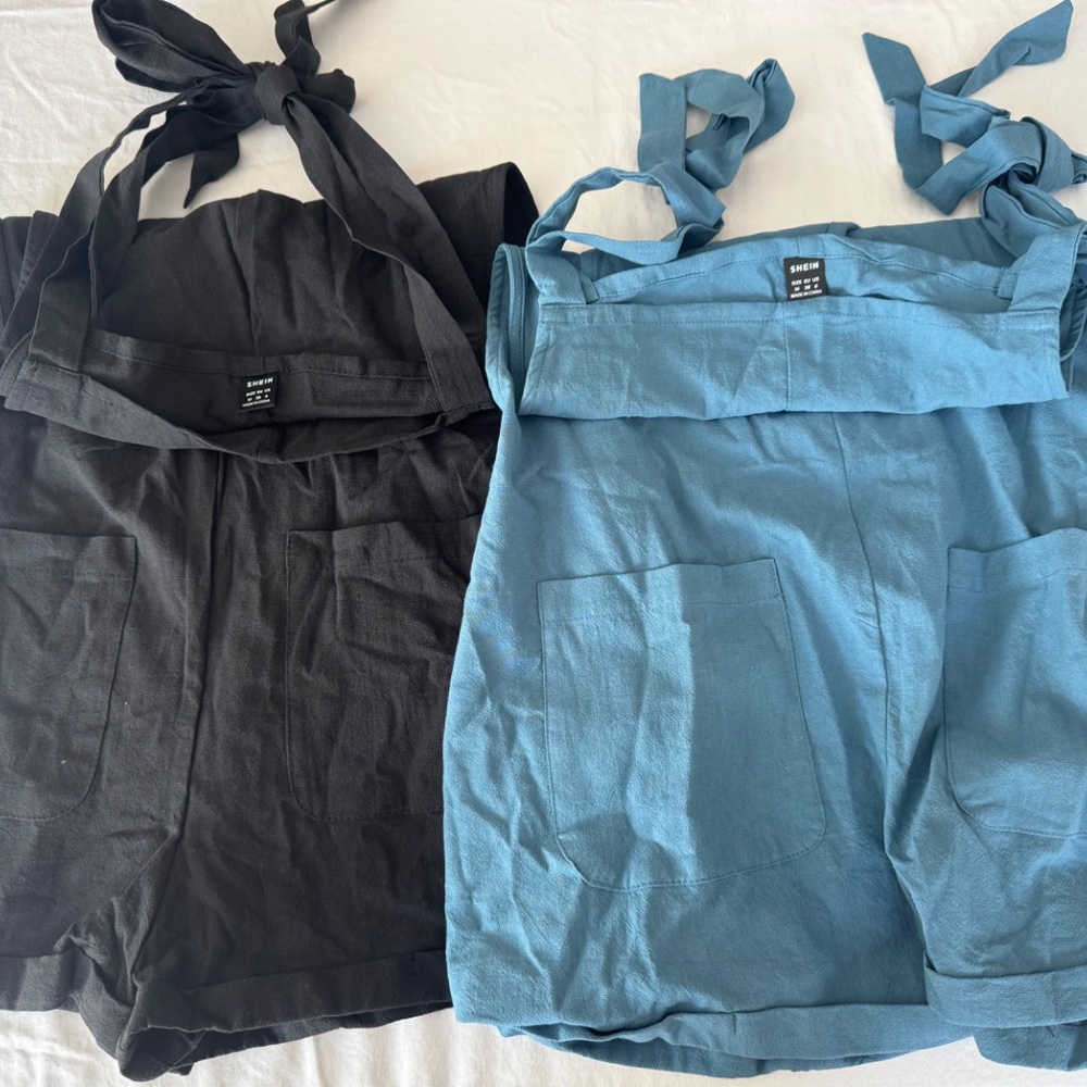 Pair of NEW SHEIN Casual And Loose Black Knot Strap Short Romper- Size Medium - Picture 4 of 4